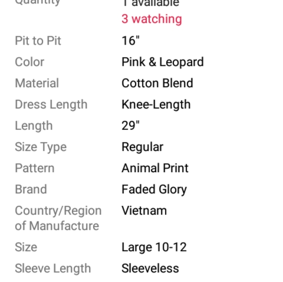 Faded Glory Leopard & Pink Girls Large  Size 10-12 - Picture 5 of 5